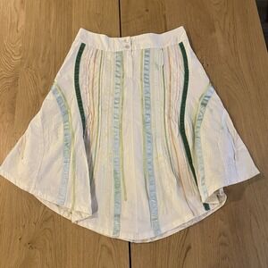 Oilily Ribbon A-line skirt Women's 36 Ivory* Croquette Cottage Core